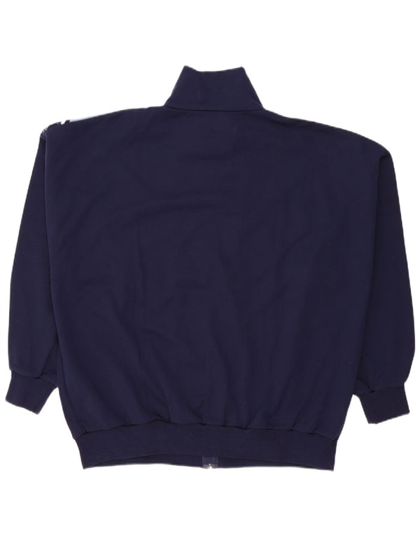 Vintage Mens Cardigan Sweater UK 54 5XL Navy Blue Colourblock Polyacrylic