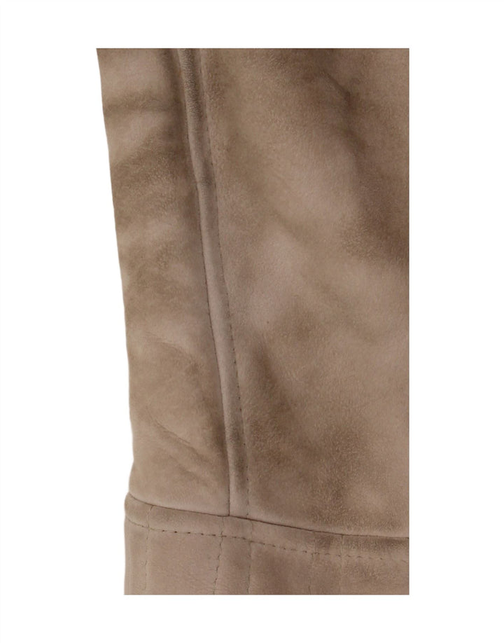 Vintage Womens Shearling Coat IT 46 Large Beige Leather
