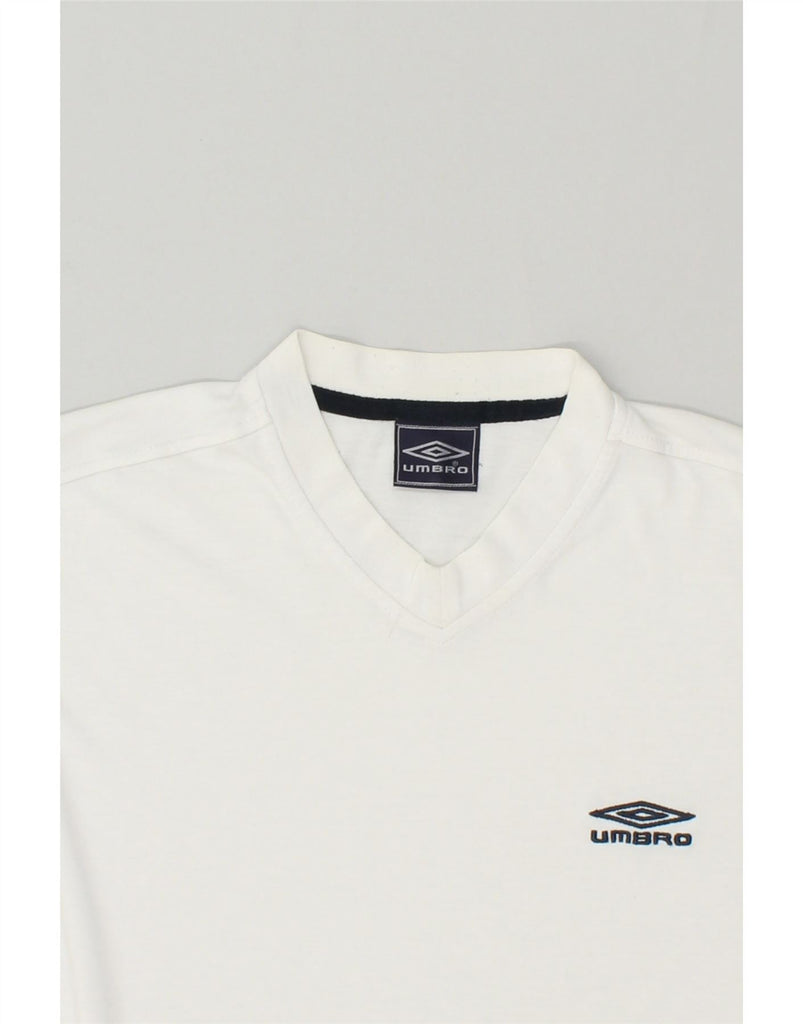 UMBRO Mens T-Shirt Top Medium White Cotton | Vintage Umbro | Thrift | Second-Hand Umbro | Used Clothing | Messina Hembry 