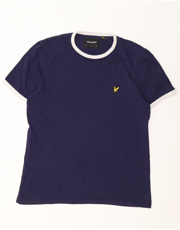 Lyle & Scott Mens T-Shirt Top Large Navy Blue Cotton