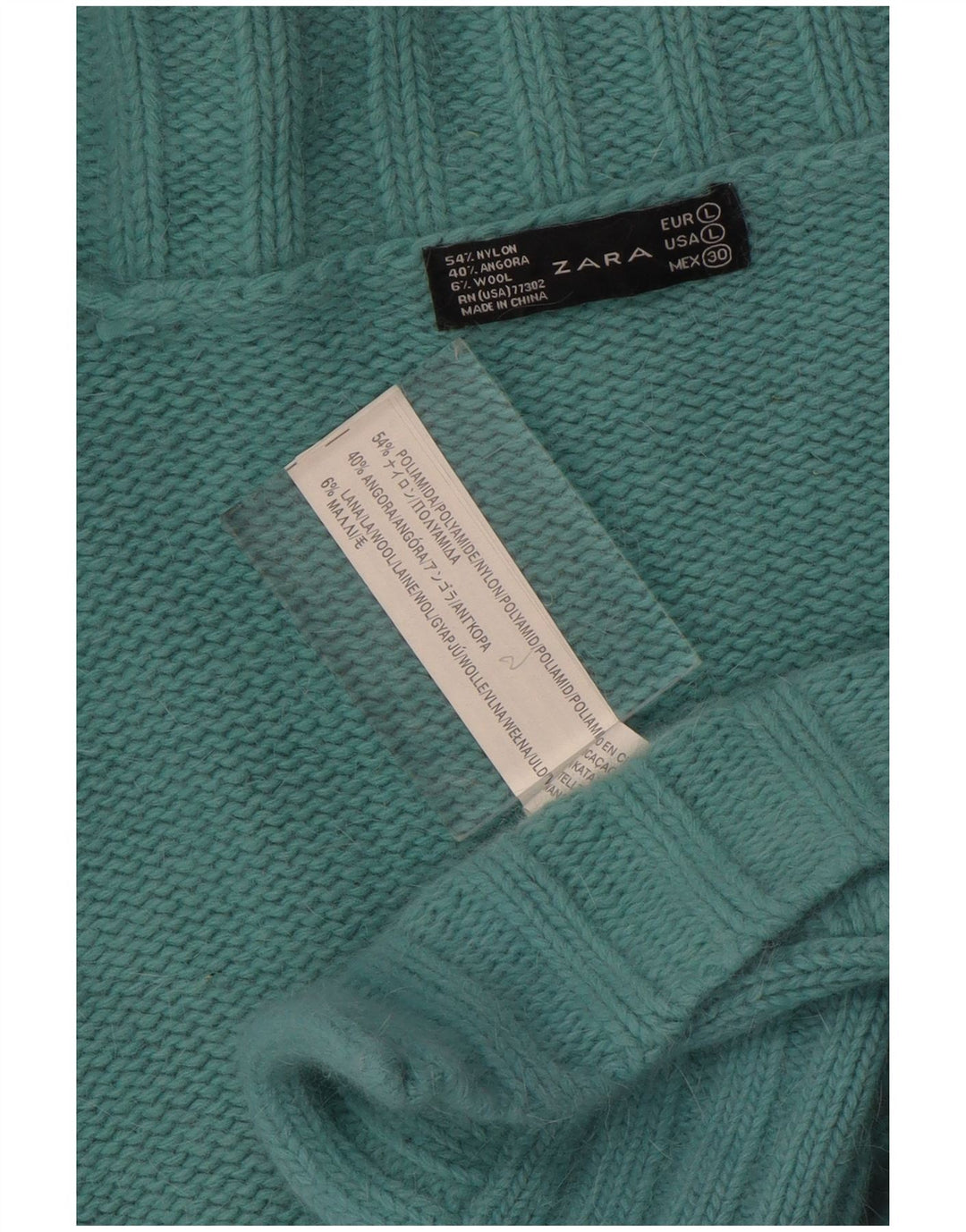 Zara Womens Open Cardigan Sweater UK 16 Large Turquoise Nylon