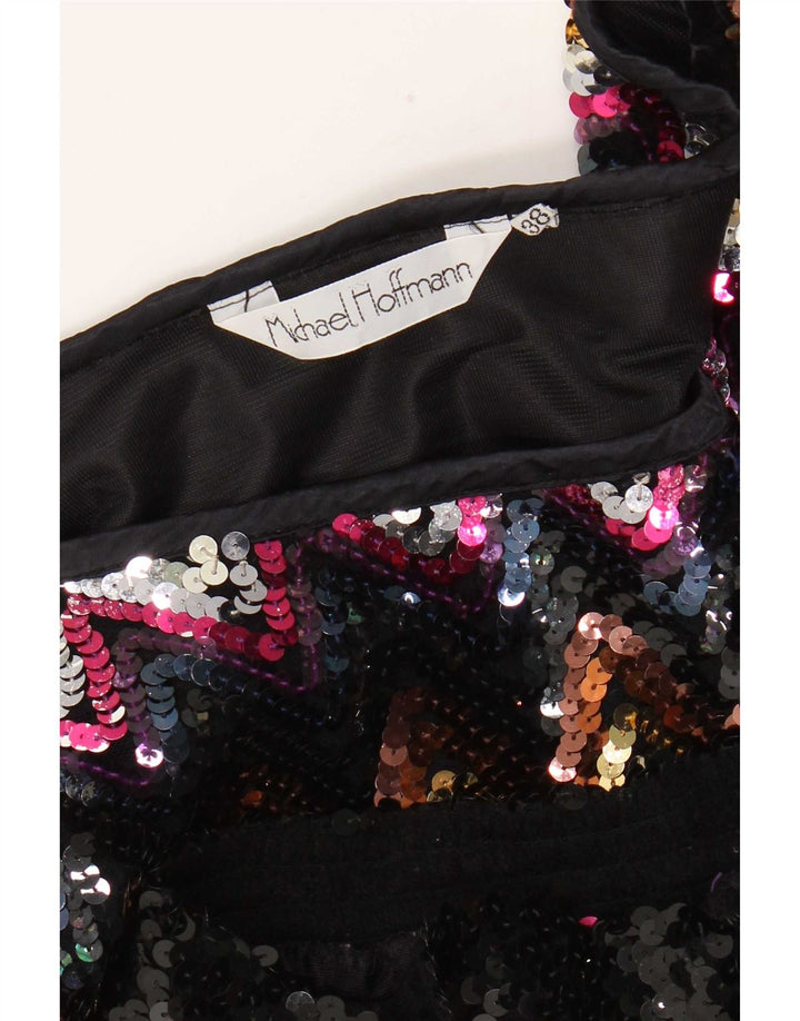 Vintage Womens Sequin Blouse Top EU 38 Medium Multicoloured Chevron