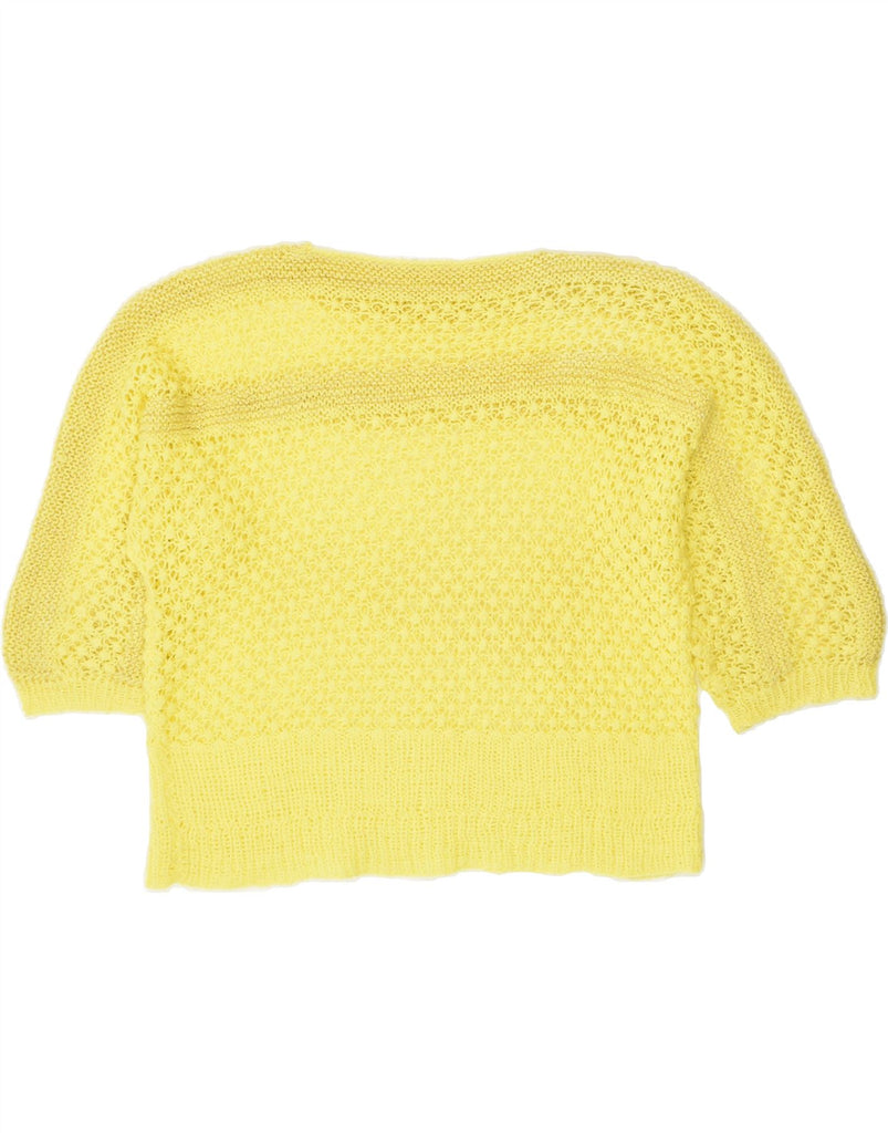 VINTAGE Womens 3/4 Sleeve Boat Neck Jumper Sweater UK 14 Large Yellow | Vintage Vintage | Thrift | Second-Hand Vintage | Used Clothing | Messina Hembry 