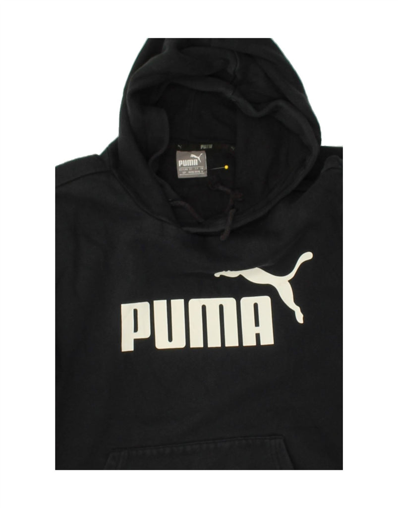 PUMA Womens Graphic Hoodie Jumper UK 10 Small Black Polyester | Vintage Puma | Thrift | Second-Hand Puma | Used Clothing | Messina Hembry 