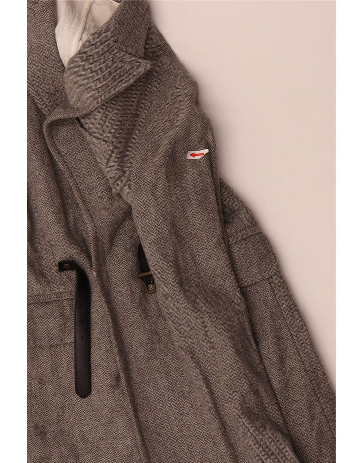 Dsquared2 Womens Overcoat IT 42 Medium Grey Herringbone Wool