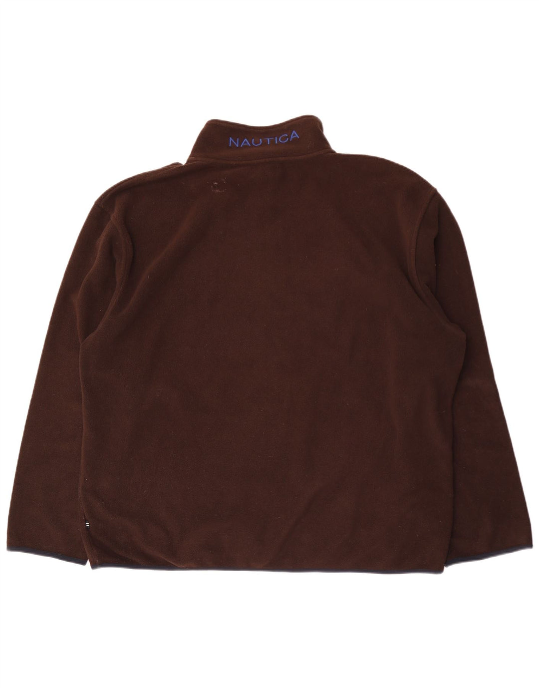 Nautica Mens Graphic Zip Neck Fleece Jumper 2XL Brown Polyester