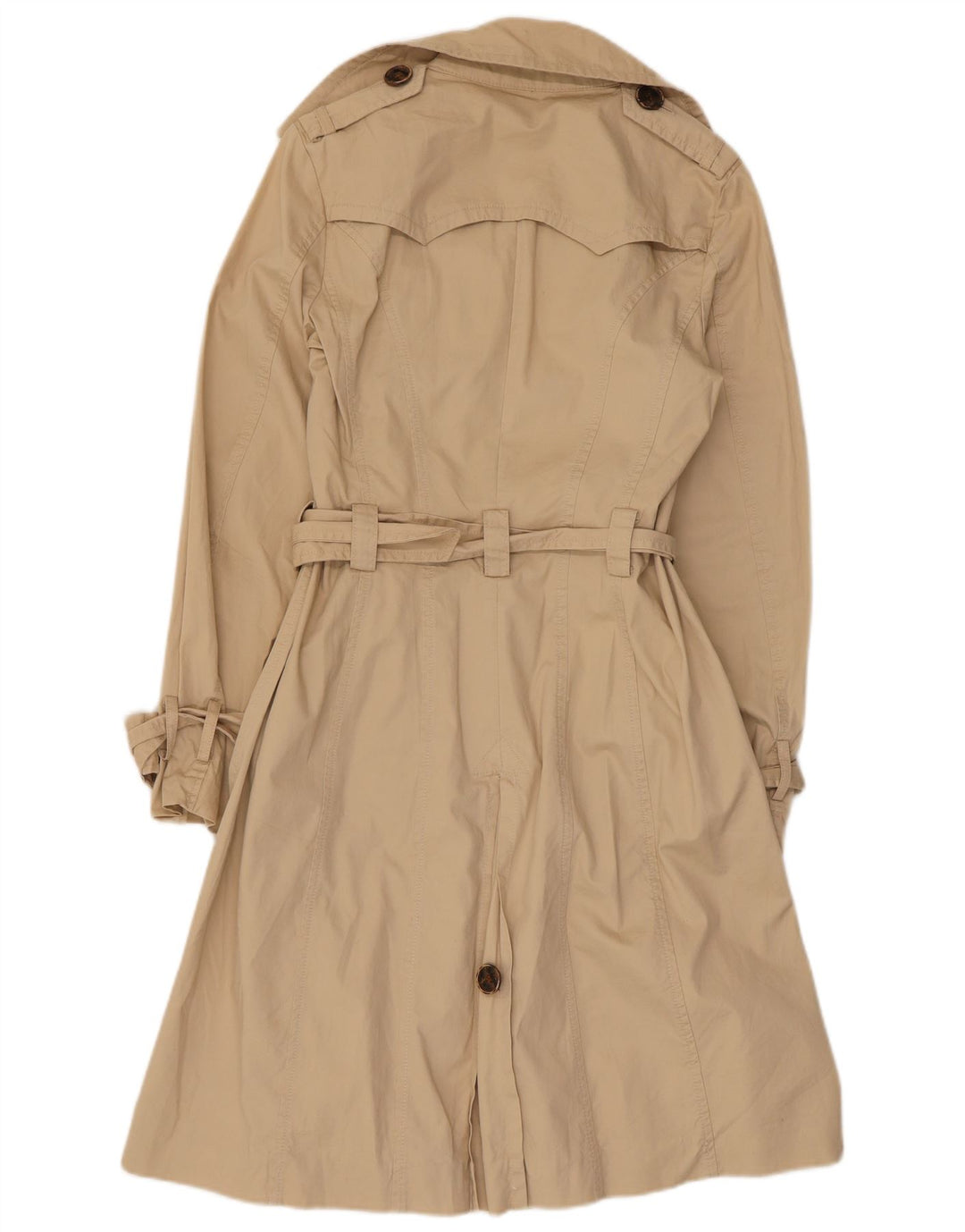 Zara Womens Trench Coat UK 10 Small Beige Cotton