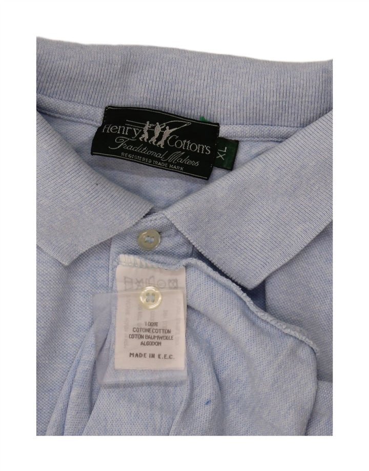 Henry Cottons Mens Polo Shirt XL Blue Cotton