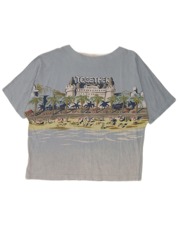 Together Womens Graphic T-Shirt Top UK 16/18 Large Blue Hawaiian