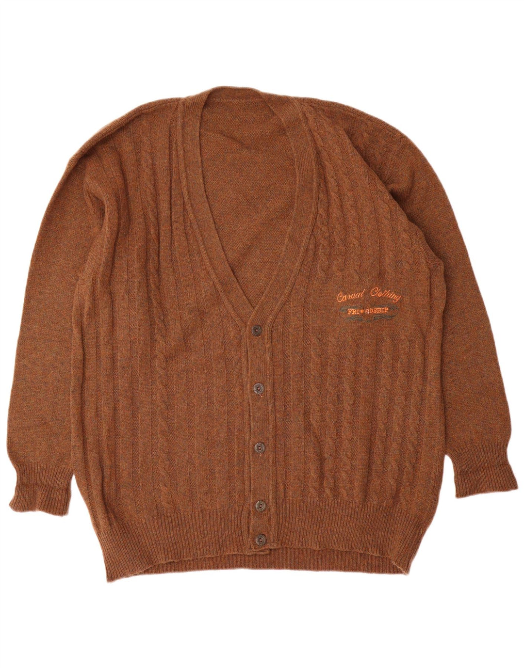 Vintage Mens Cardigan Sweater XL Brown