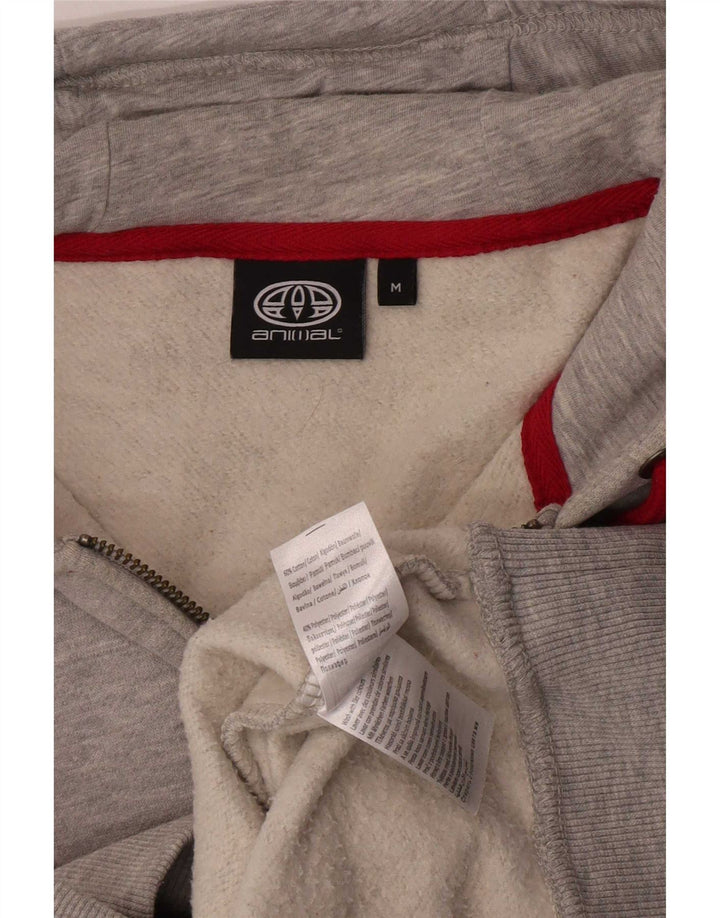 Animal Mens Graphic Zip Hoodie Sweater Medium Grey Flecked Cotton
