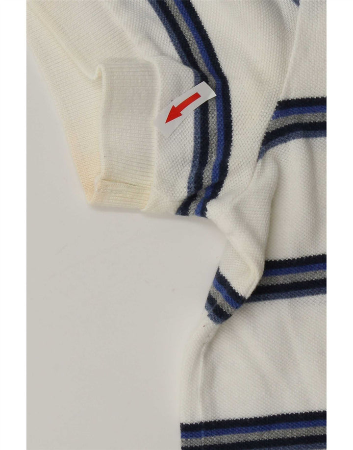 Gap Mens Polo Shirt Large White Striped Cotton