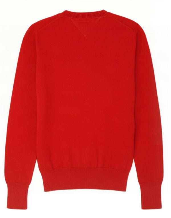 Tommy Hilfiger Womens Boat Neck Jumper Sweater UK 10 Small Red Cotton