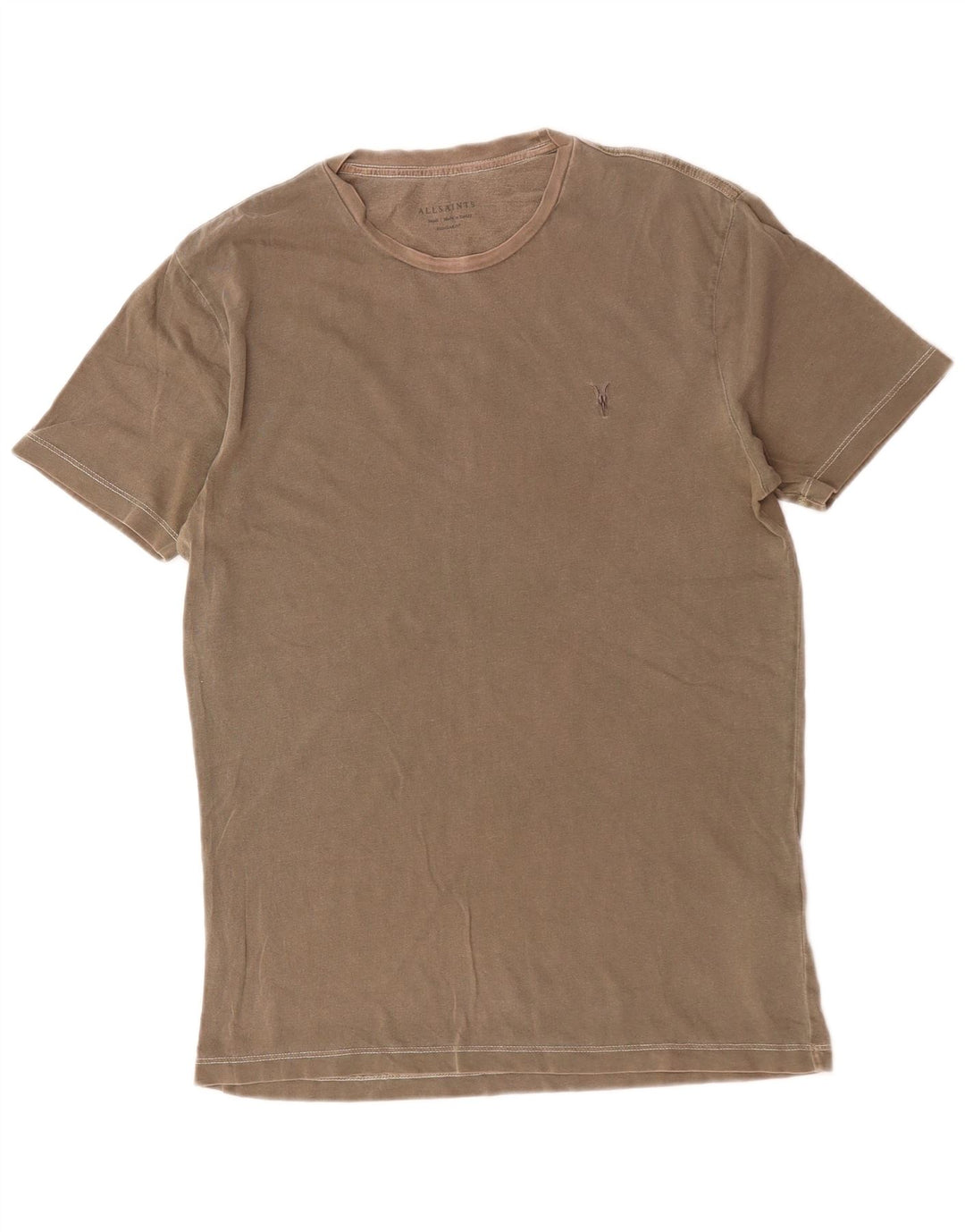 All Saints Mens Regular Fit T-Shirt Top Small Brown Cotton