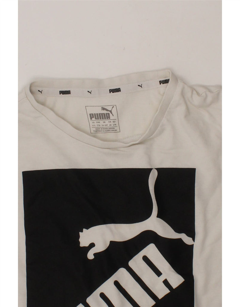 PUMA Boys Graphic T-Shirt Top 15-16 Years White Cotton Vintage Puma and Second-Hand Puma from Messina Hembry 