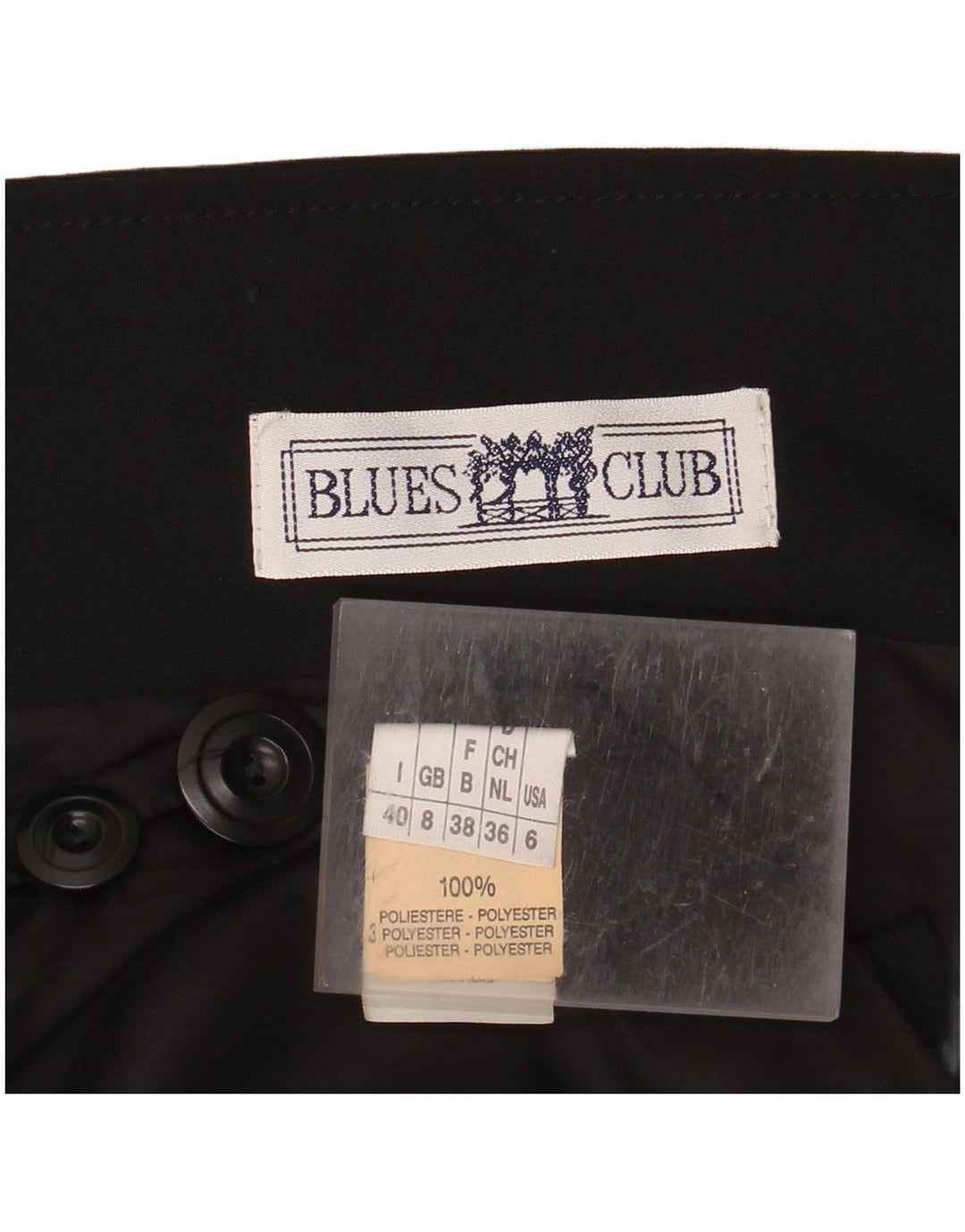 BLUES CLUB Womens 3 Button Blazer Jacket UK 8 Small Black Polyester