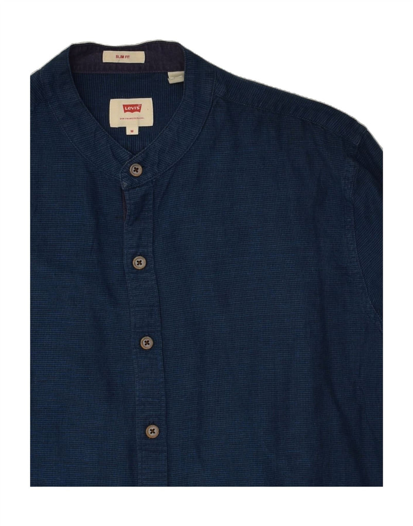 LEVI'S Mens Slim Fit Shirt Medium Navy Blue Linen | Vintage Levi's | Thrift | Second-Hand Levi's | Used Clothing | Messina Hembry 