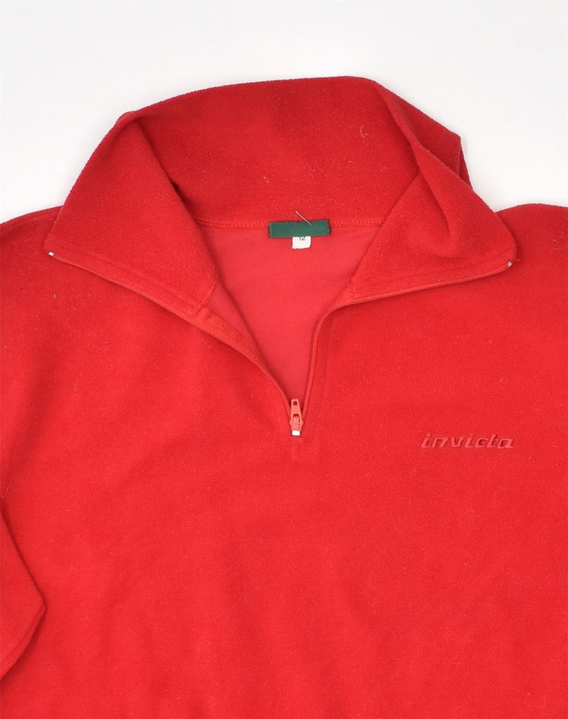 INVICTA Womens Zip Neck Fleece Jumper UK 12 Medium Red Polyester | Vintage Invicta | Thrift | Second-Hand Invicta | Used Clothing | Messina Hembry 