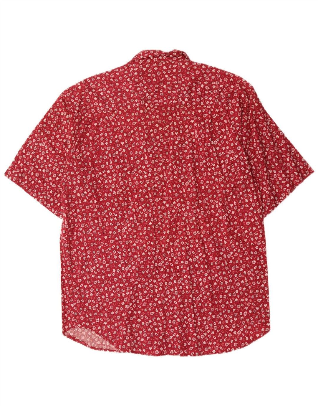 VINTAGE Mens Short Sleeve Shirt Small Red Floral