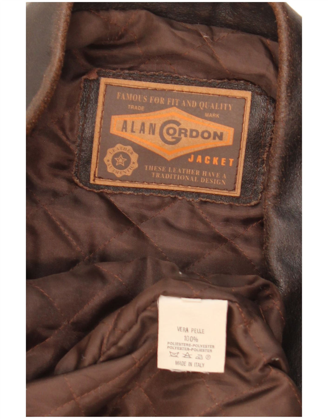 Alan Gordon Mens Leather Jacket UK 42 XL Brown Leather