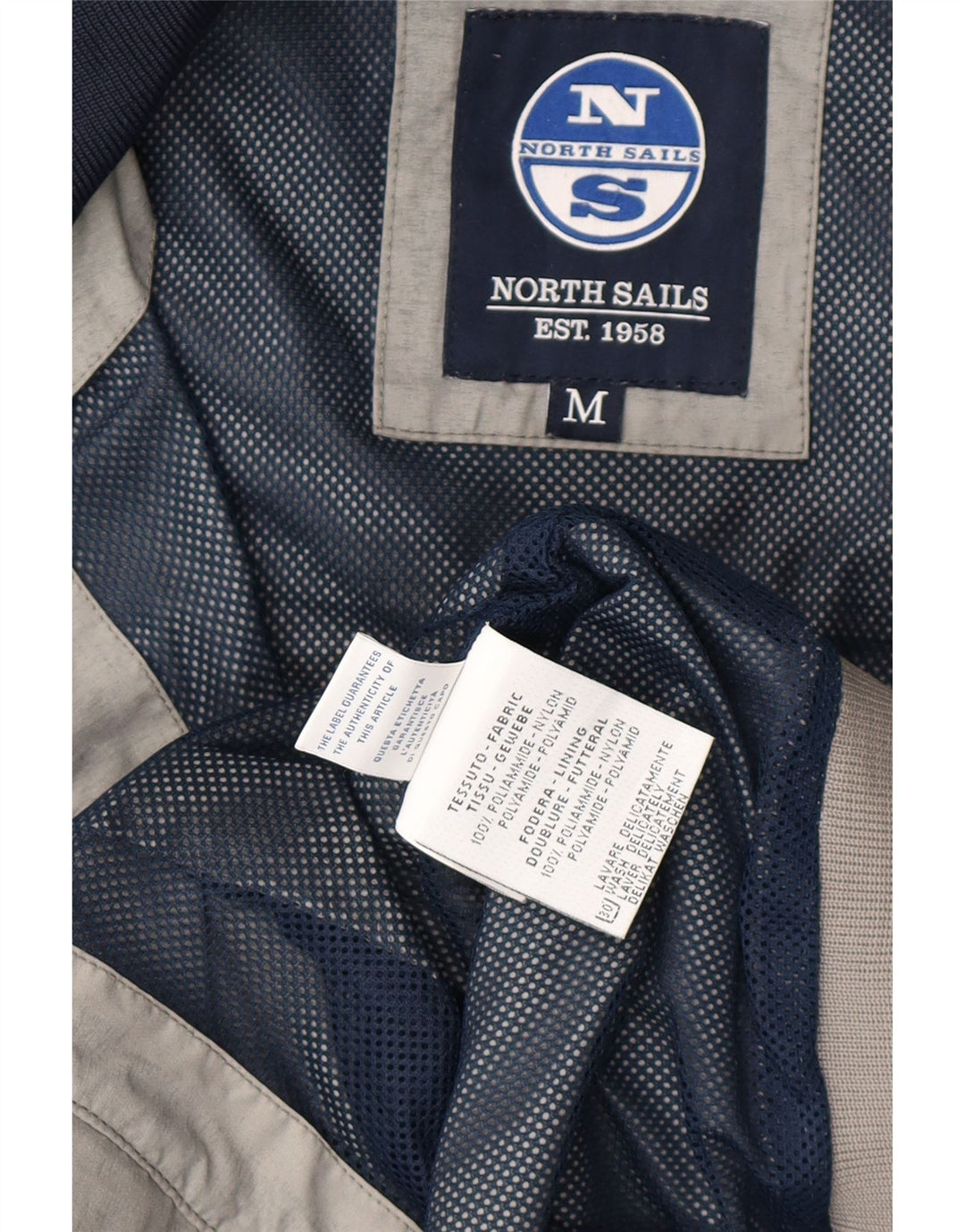North Sails Mens Bomber Jacket UK 38 Medium Grey Nylon