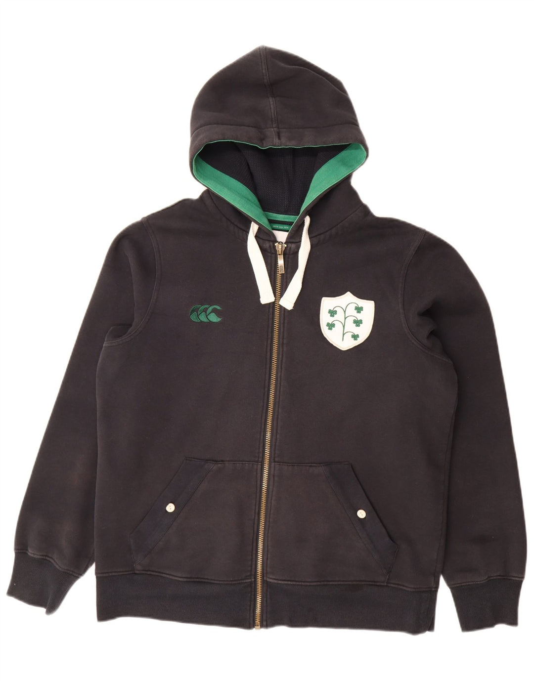 CANTERBURY Mens Zip Hoodie Sweater Large Black Cotton