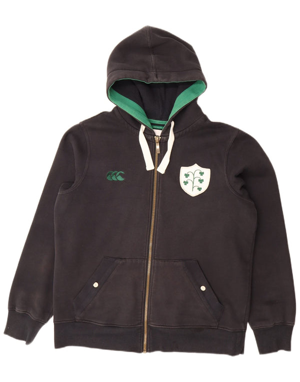 CANTERBURY Mens Zip Hoodie Sweater Large Black Cotton