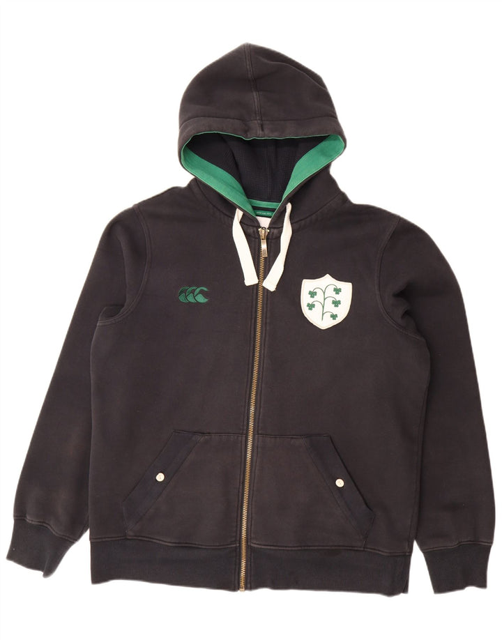 CANTERBURY Mens Zip Hoodie Sweater Large Black Cotton