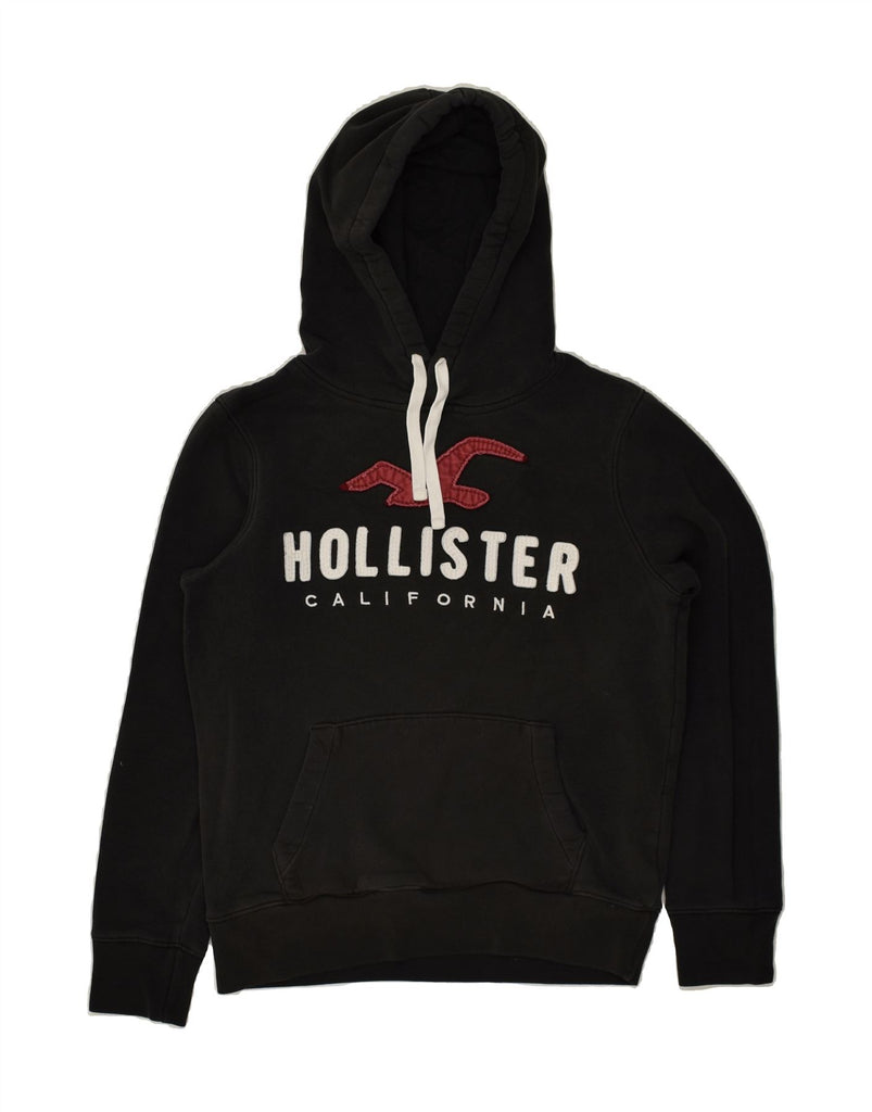 HOLLISTER Mens Graphic Hoodie Jumper Small Black Cotton | Vintage Hollister | Thrift | Second-Hand Hollister | Used Clothing | Messina Hembry 