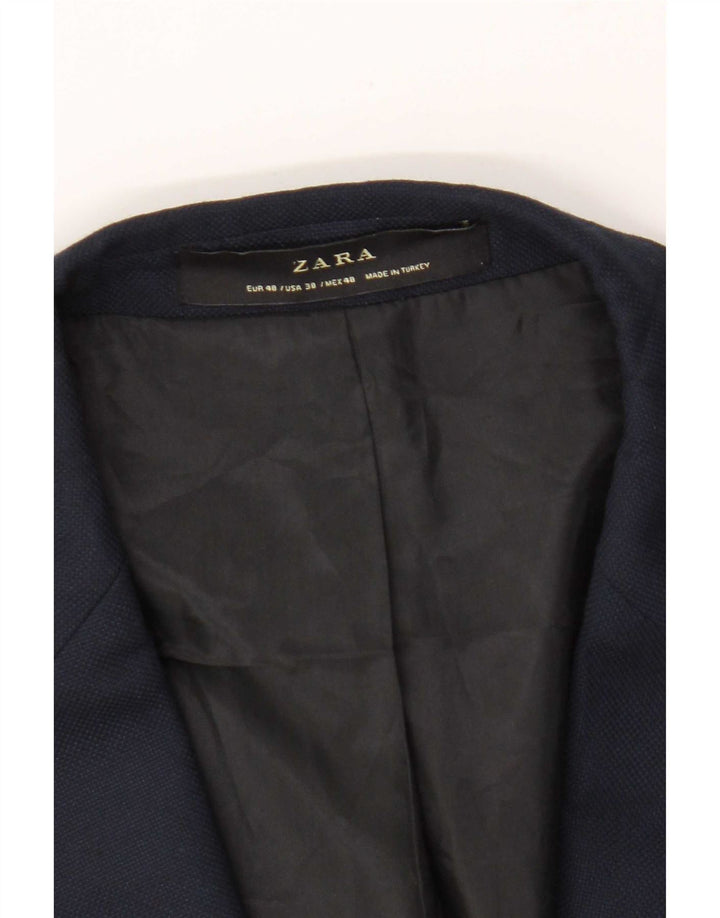 Zara Mens 1 Button Blazer Jacket EU 48 Medium Navy Blue
