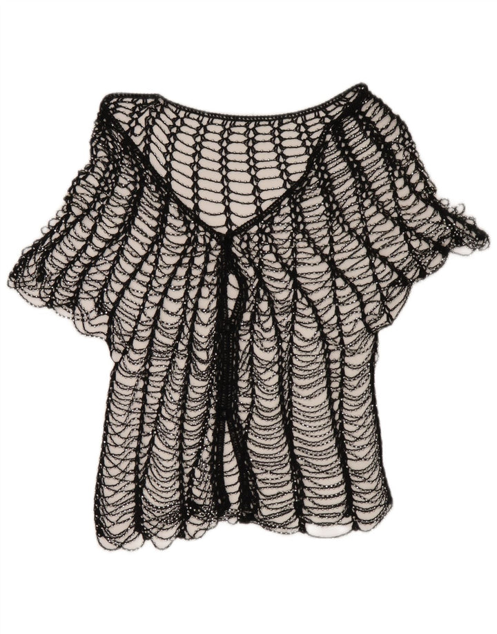 Vintage Womens See Through Top UK 2 2XS Black