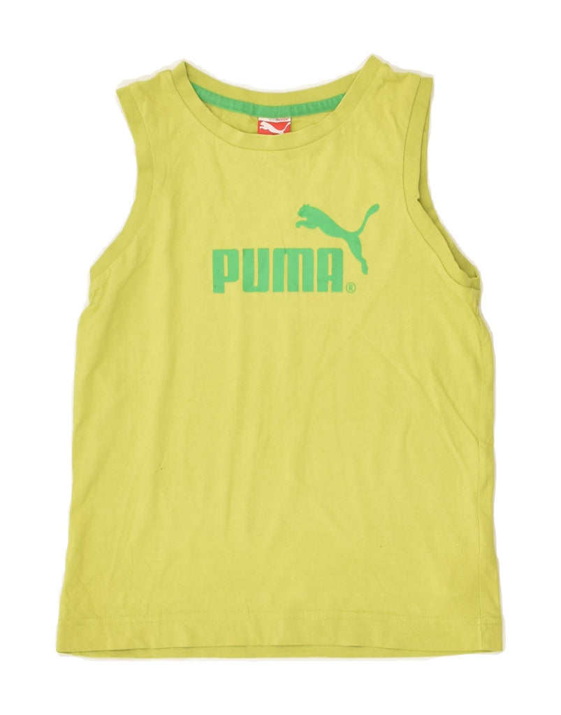 PUMA Boys Graphic Vest Top 9-10 Years Medium Green Cotton | Vintage Puma | Thrift | Second-Hand Puma | Used Clothing | Messina Hembry 