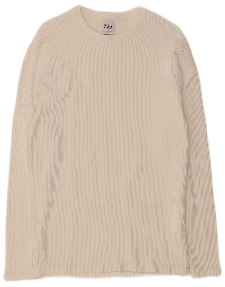 Zara Mens Top Long Sleeve Large White