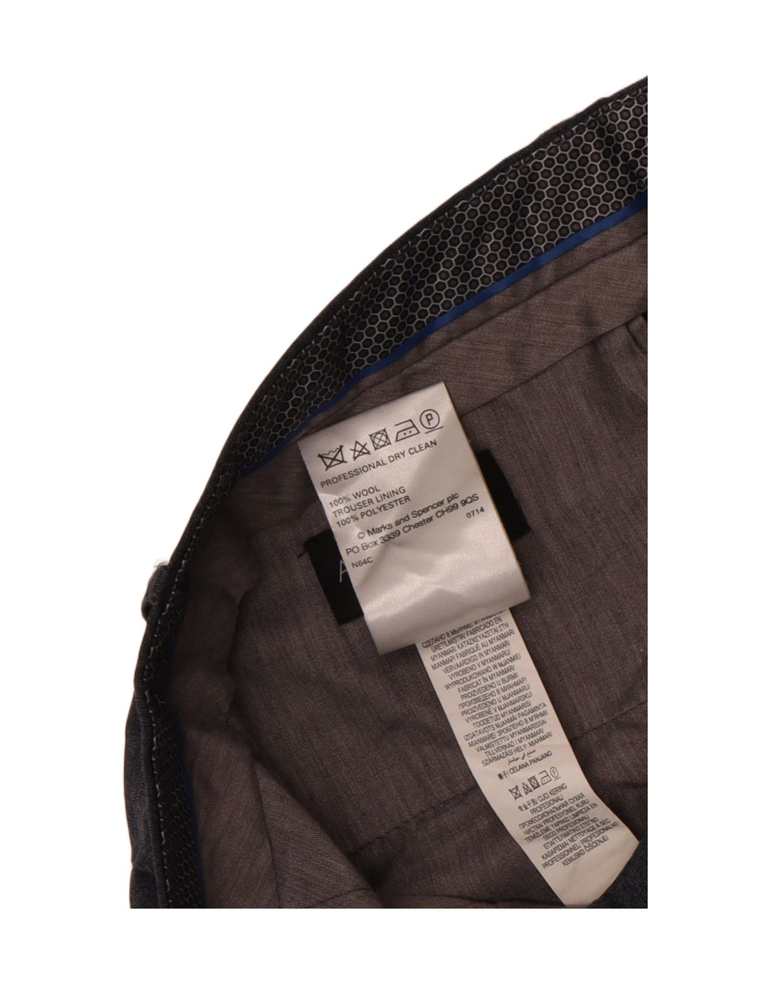 Marks & Spencer Mens Autograph Straight Suit Trousers W34 L29 Blue Wool
