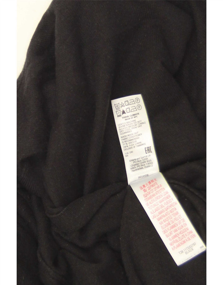 Marks & Spencer Womens Short Sleeve Open Cardigan Top UK 16 Large Black