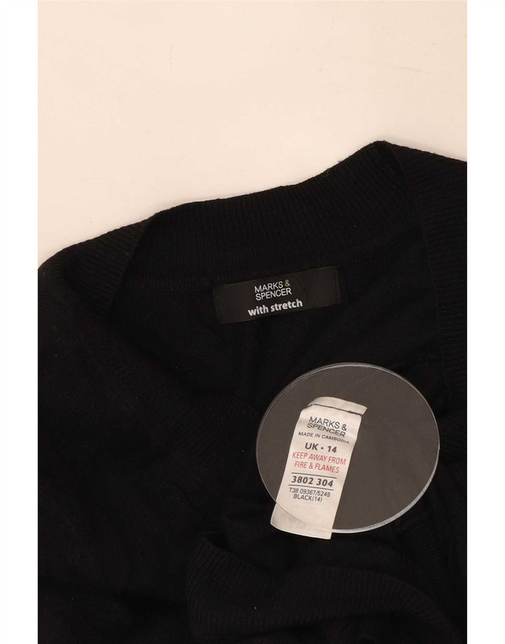 Marks & Spencer Womens Crop Cardigan Sweater UK 14 Medium Black