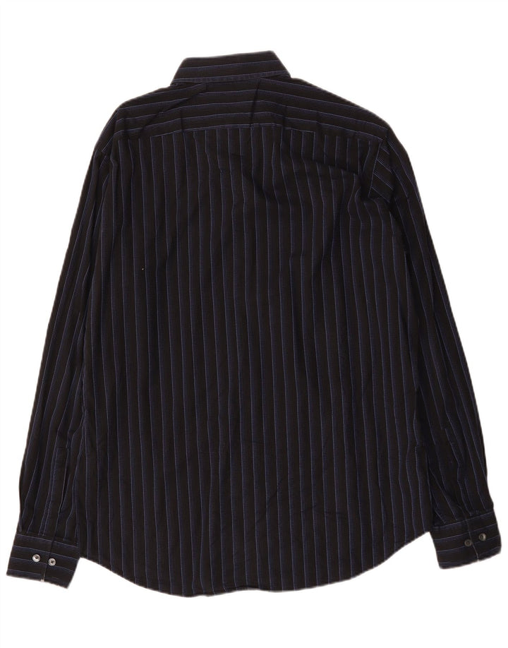 Hugo Boss Mens Shirt Size 41 16 Large Black Striped Cotton