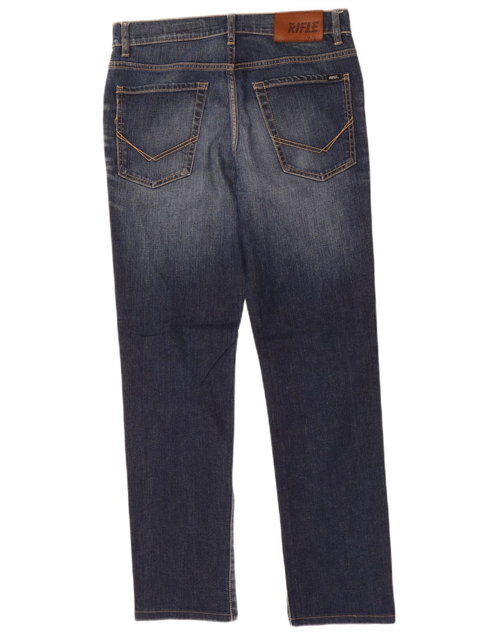 Rifle Mens Straight Jeans W33 L31 Blue Cotton