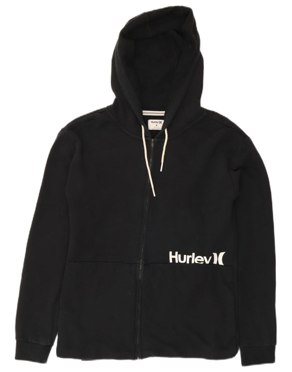 Hurley Womens Graphic Zip Hoodie Sweater UK 12 Medium Black Cotton