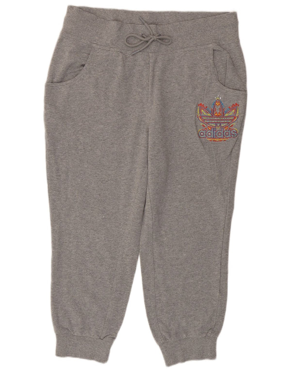 Adidas Womens Graphic Tracksuit Trousers Joggers UK 22 3XL Grey Flecked