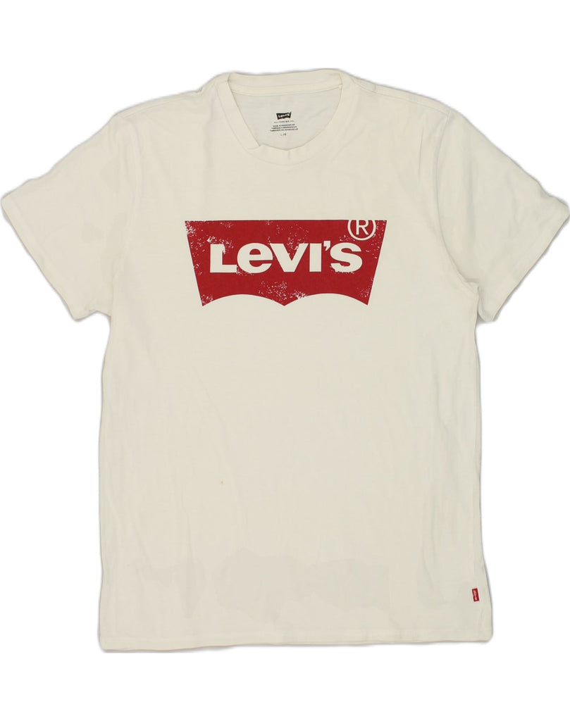 LEVI'S Womens Graphic T-Shirt Top UK 14 Large White Cotton | Vintage Levi's | Thrift | Second-Hand Levi's | Used Clothing | Messina Hembry 