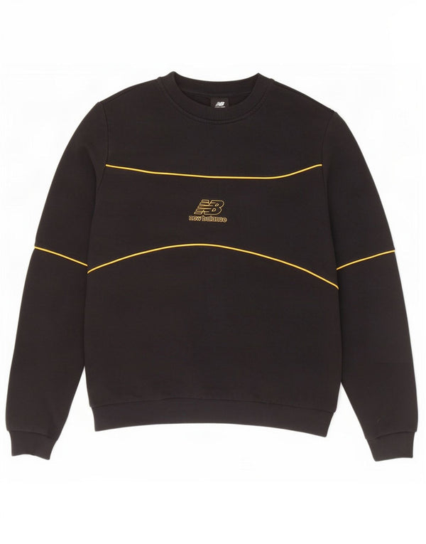 New Balance Mens Sweatshirt Jumper Small Black Striped Cotton