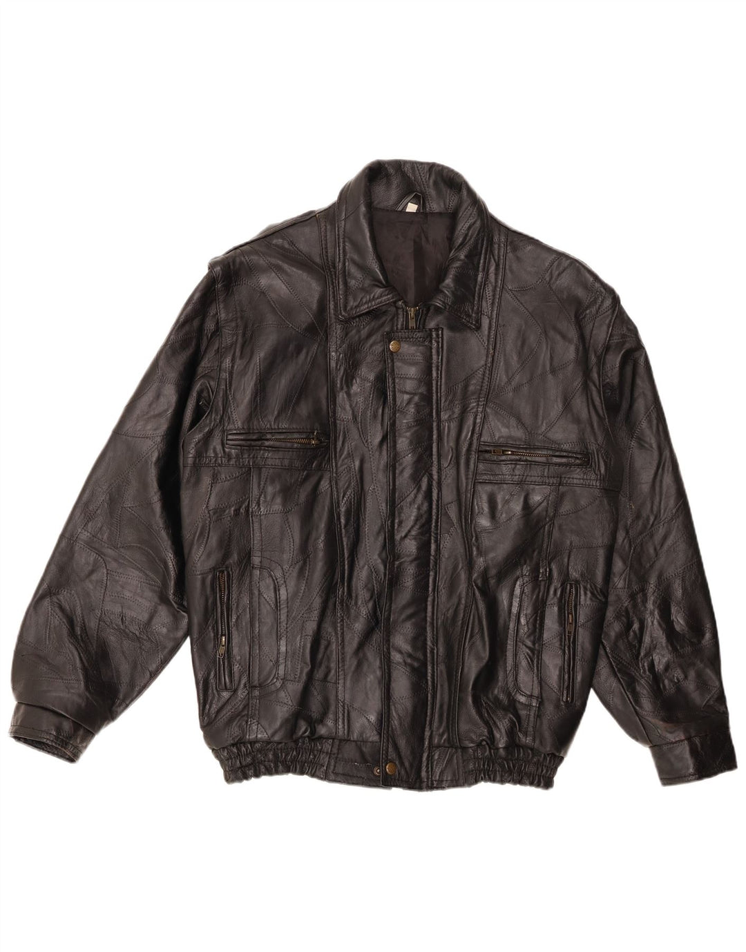 VINTAGE Mens Leather Jacket UK 40 Large Black Leather