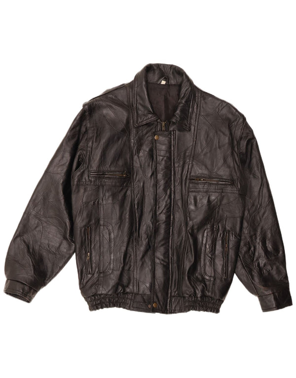 VINTAGE Mens Leather Jacket UK 40 Large Black Leather