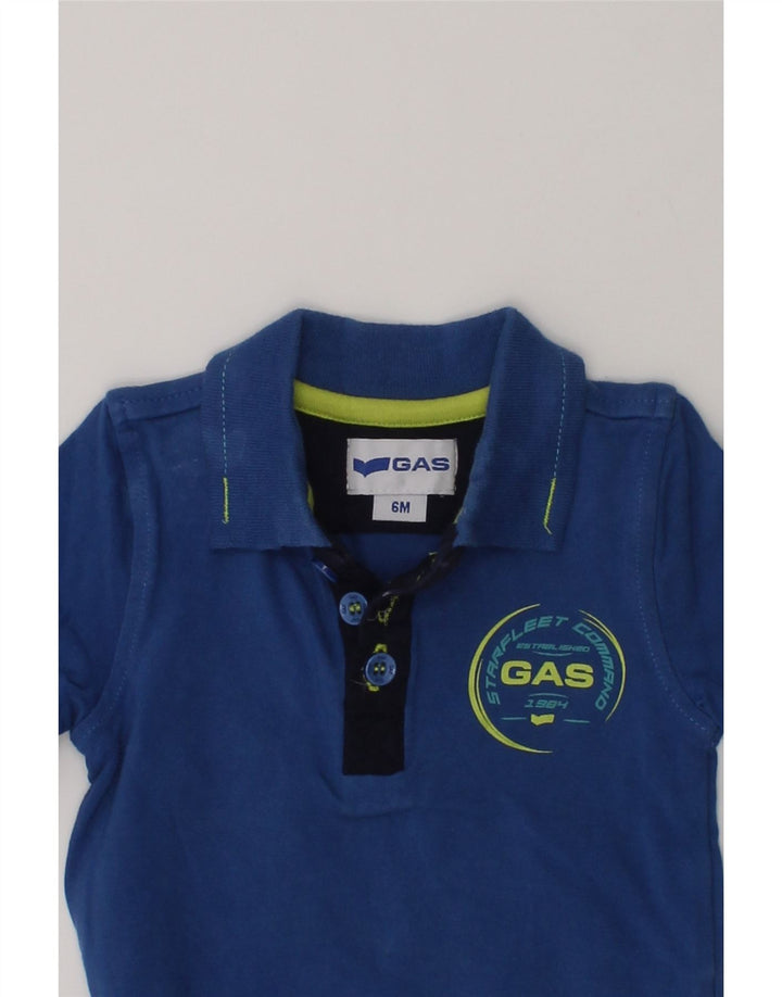 GAS Baby Boys Long Sleeve Polo Shirt 3-6 Months Blue Cotton | Vintage Gas | Thrift | Second-Hand Gas | Used Clothing | Messina Hembry 