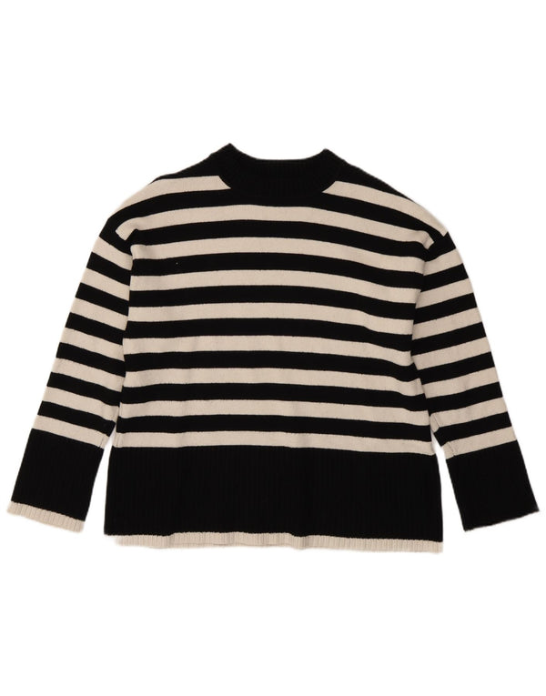 Zara Womens Oversized Turtle Neck Jumper Sweater UK 10 Small Black Striped