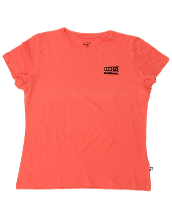 Puma Womens T-Shirt Top UK 14 Medium Orange Cotton