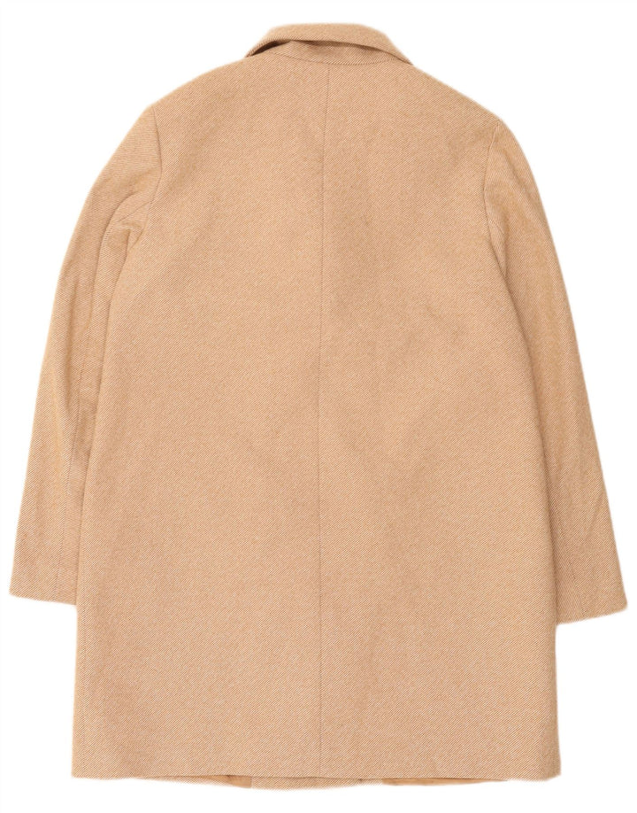 Zara Womens Double Breasted Coat UK 14 Medium Beige Polyester