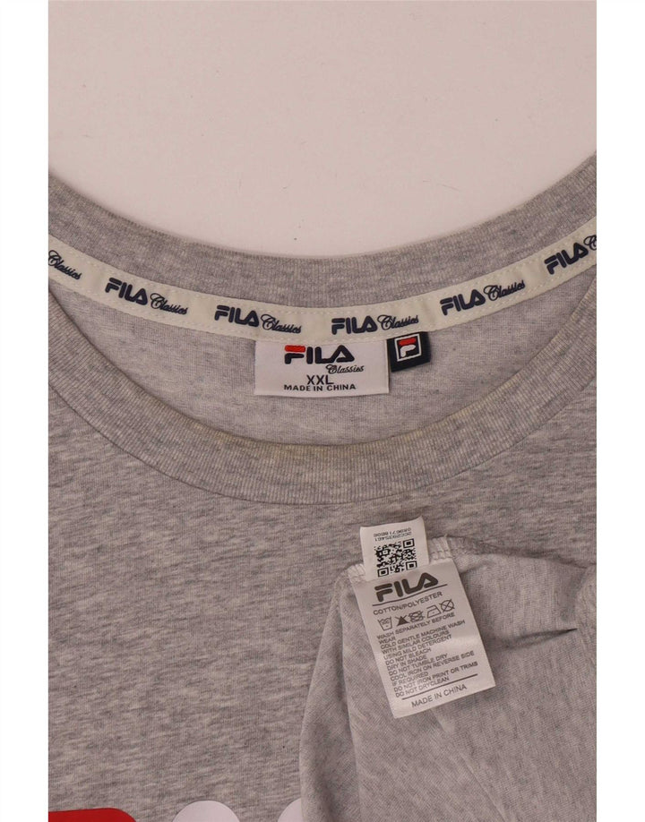 Fila Mens Graphic T-Shirt Top 2XL Grey Flecked Cotton