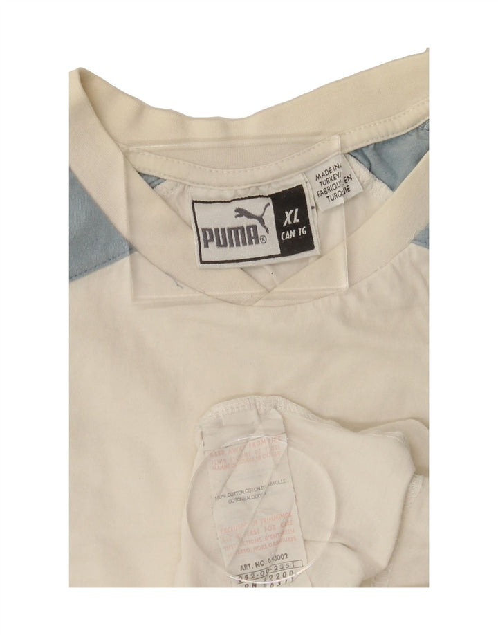 PUMA Mens Graphic T-Shirt Top XL Off White Cotton Vintage Puma and Second-Hand Puma from Messina Hembry 